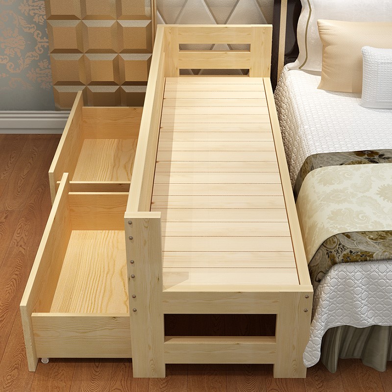 Splicing bed with drawer bed widening bed simple bedside crib custom-made solid wood children's bed with guardrail artifact