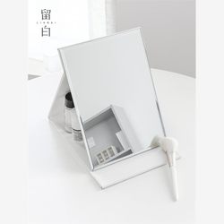 White ins Scandinavian Desktop Desktop Makeup Mirror Foldable HD Student Dormitory Portable Leather Dormitory Dressing Mirror