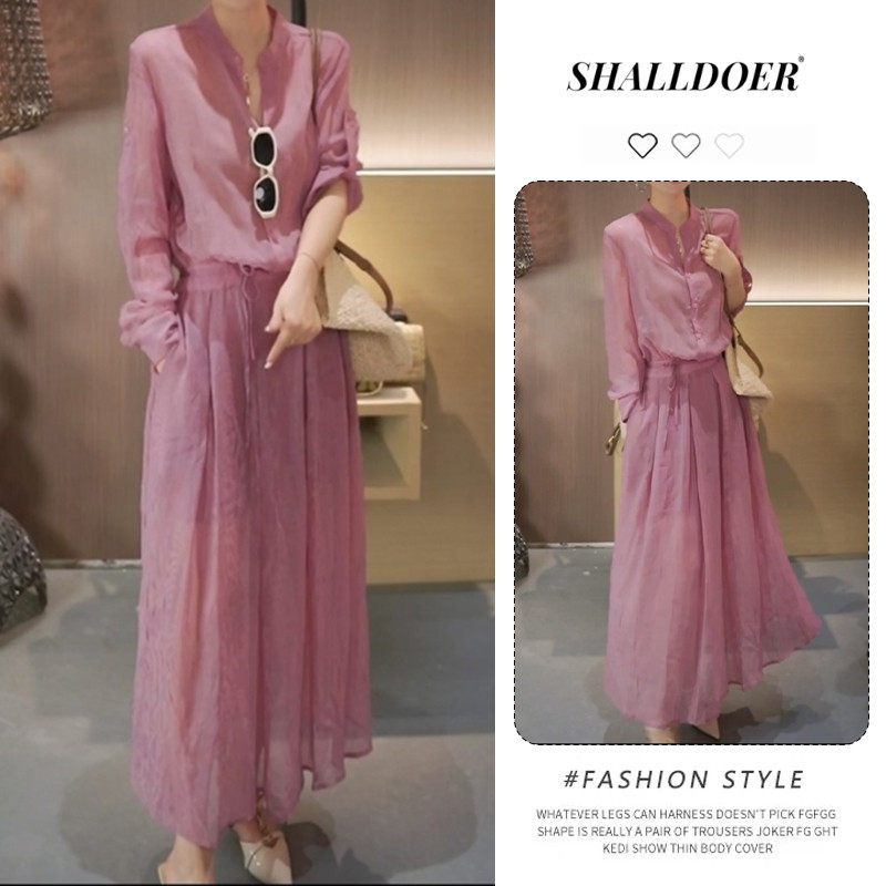 2026夏季新款时尚休闲百搭收腰显瘦宽松连衣裙女洋气减龄长裙子