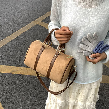 Casual Retro Suede Pillow Bag Large-Capacity Handbag 2025 New Mother's Shoulder Crossbody Boston Bag