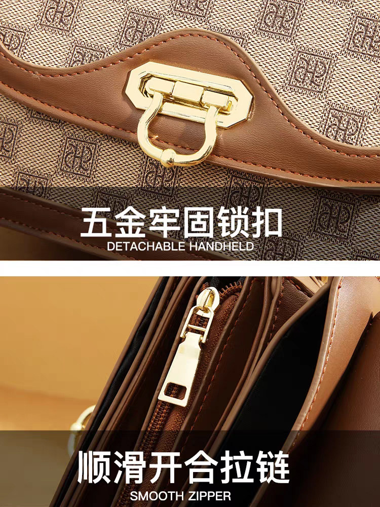 Super Trendy Retro Small Square Crossbody Bag for Women 2025 New Model with Multi-Layer Wide Shoulder Strap, Fashionable and High-End Feel Shoulder Bag