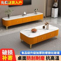 Coffee table TV cabinet combination soft package modern simple living room household small apartment floor-standing storage cabinet TV cabinet