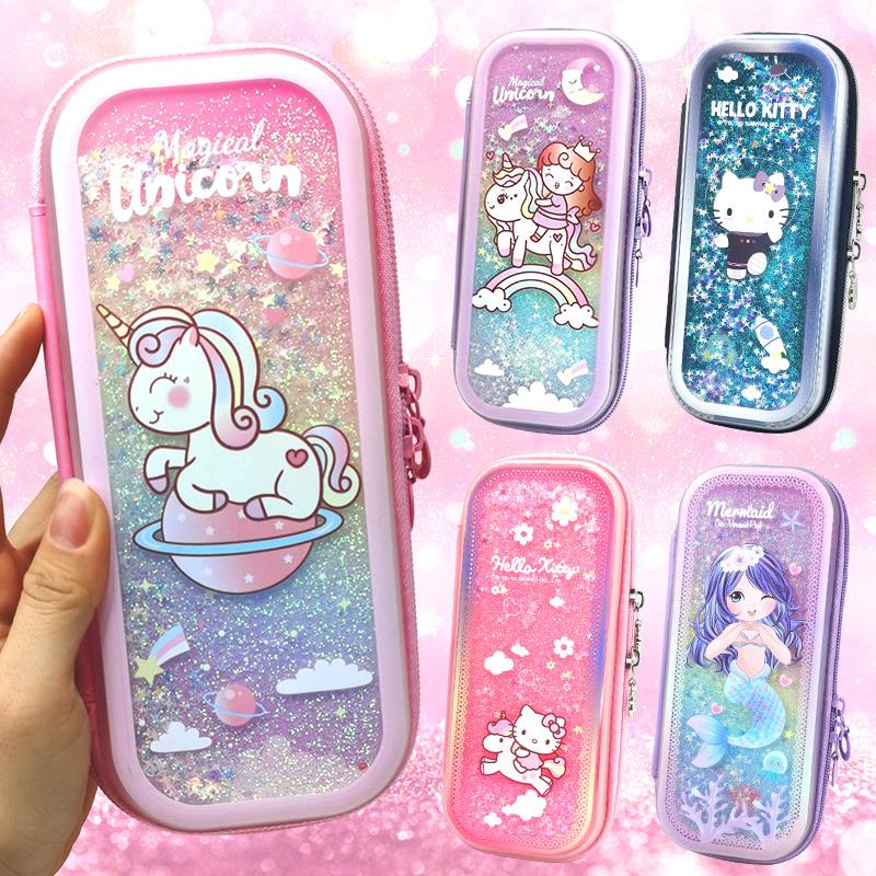 Pencil case pen bag Girls Korean version Jane about cute streaming sand pen case Elementary school Elementary students Large capacity lead pencil case stationery bag female