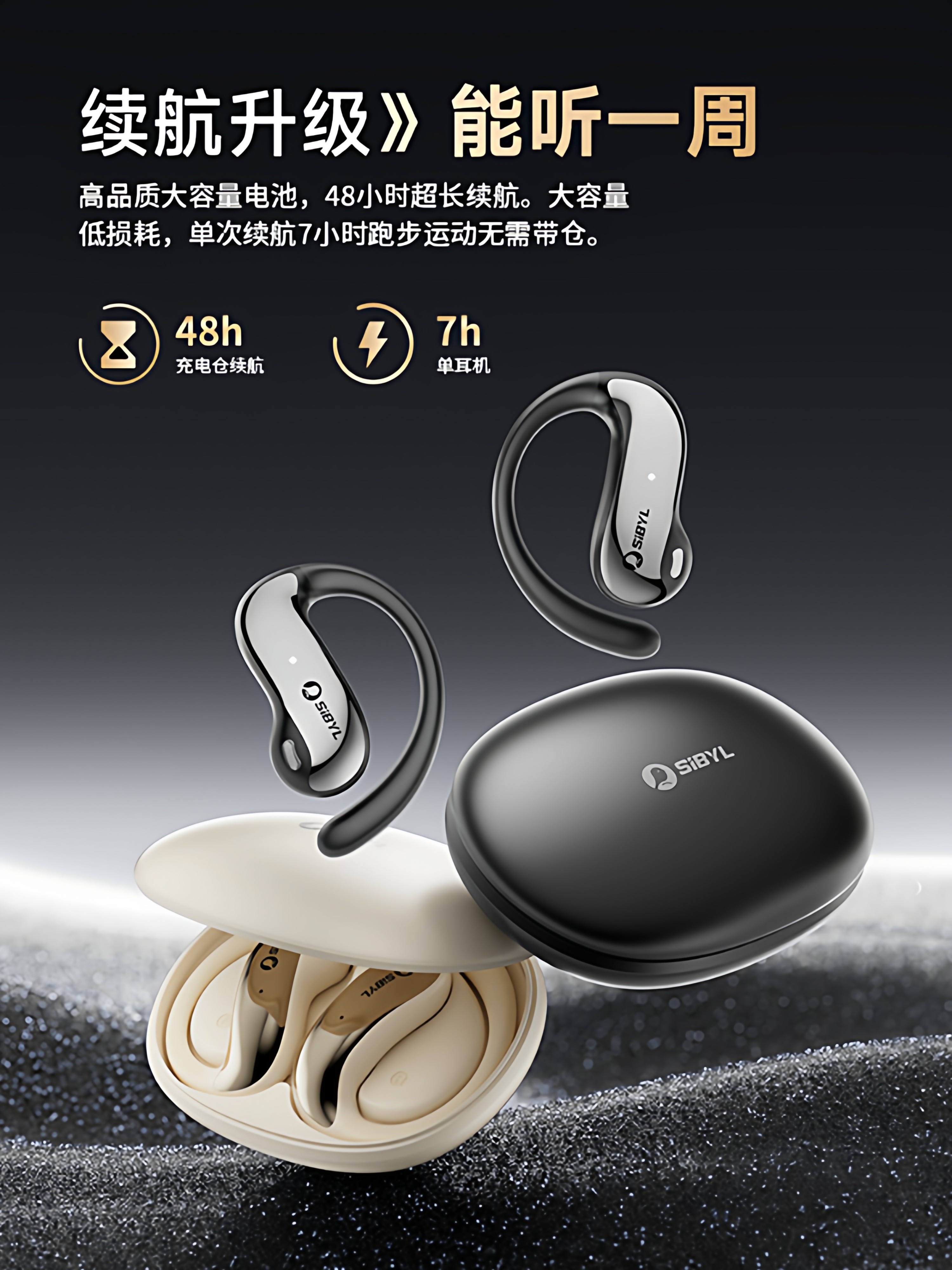 2026 New Bluetooth Earphones, Open-Ear, Non-In-Ear, Wireless, Dedicated for Sports and Running, Noise-Cancelling, Ultra-Long Battery Life