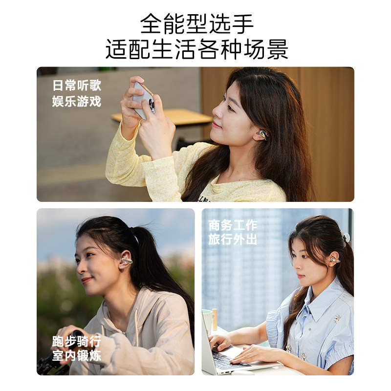 Bluetooth Earphones, Open-Ear Clip-On Type, 2025 New Model, Ultra-Long Battery Life, Large Battery, Comfortable to Wear for Long Periods, Specially Designed for Sports and Running