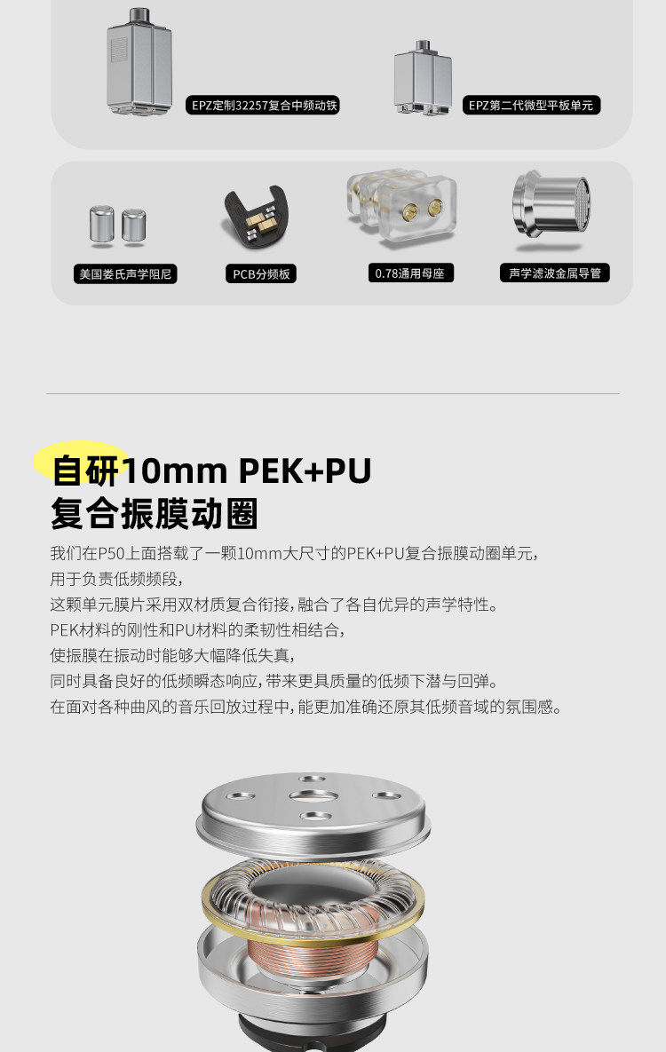 Проводные HiFi наушники epz p50有线耳机免费定制入耳式hifi监听k歌高品质音乐平板耳机