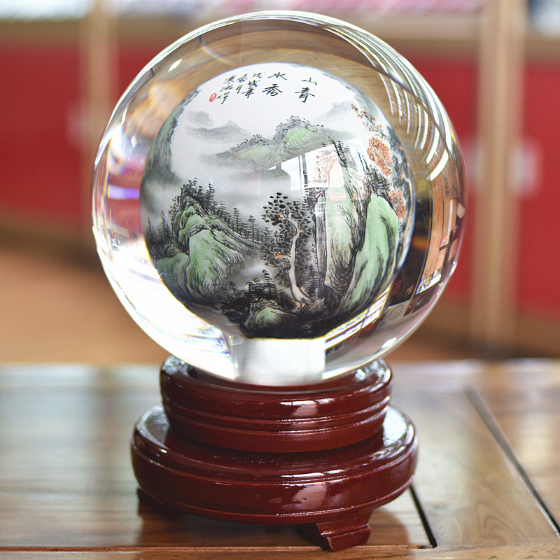 The new inner painting glass crystal ball desk ornament home decoration hand-painted business gifts to customer leaders