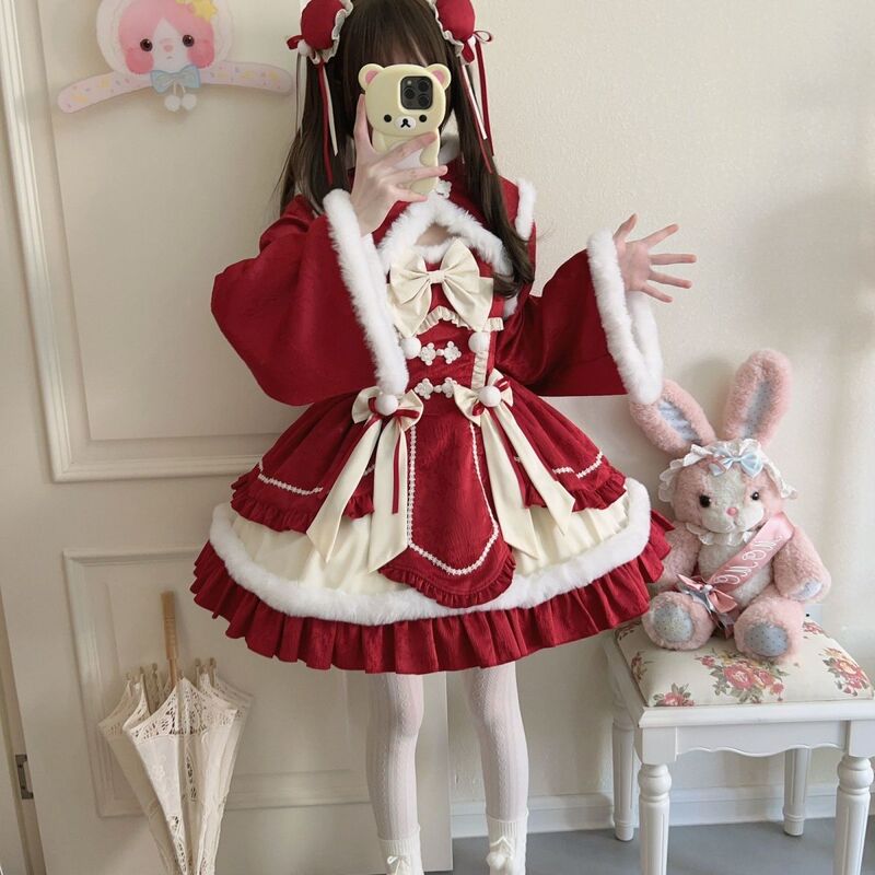 【Peach Sleep Plum Heart】Original Design Lolita Dress New Year Jsk Strap Dress Winter New Year Outfit 【Peach Sleep Plum Heart】Original Design Lolita Dress New Year Jsk Strap Dress Winter New Year Outfit