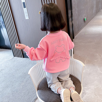 Girls clothing suit Spring and autumn 2022 new childrens baby pure cotton foreign air Han version of the tide card casual Two sets of spring