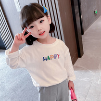Girls long sleeve T-shirt spring clothing 2022 new childrens baby Han version Ocean Air Pure Cotton Jersey Blouse Blouse 100 lap T-shirt