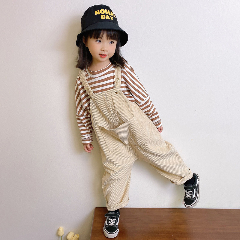 Girls Light Corvy Bag Pants Spring and Autumn Clothing 2021 new Han Edition Children's Pie Link Pants Baby Pants
