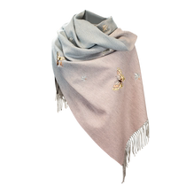 Siyue Su embroidery cashmere scarf for women to send to mother for her birthday. Mothers wool shawl with silk scarf and cape shawl.