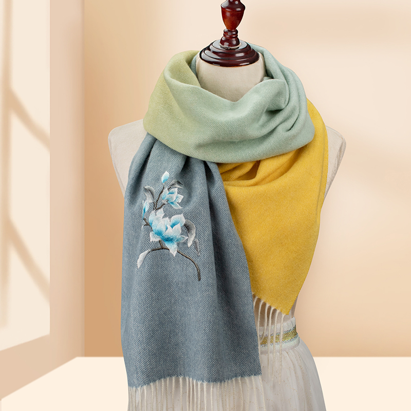 Sieve moon cashmere scarf female gift for mother winter wild warm thickened embroidered wool shawl scarf gift