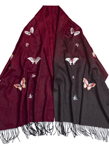 Демисезонная двусторонняя вышивка, накидка, градиент