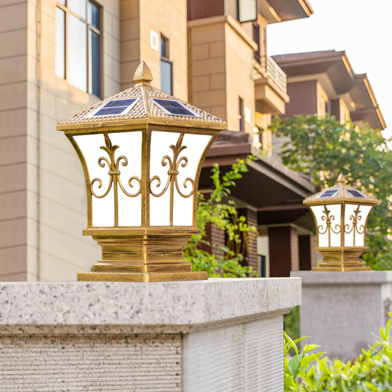 Solar Column Headlights Outdoor Waterproof Courtyard Lamp Villa Garden Wall Home Yard Landscape Gate Pillar Lights