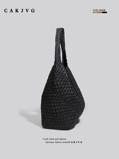 Cakjvg Women's Bag Niche Handmade Woven Tote Bag Women's 2025 New Casual Commuter Bag Shoulder Handbag