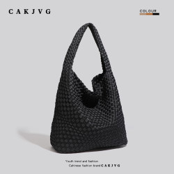 Cakjvg Women's Bag Niche Handmade Woven Tote Bag Women's 2025 New Casual Commuter Bag Shoulder Handbag