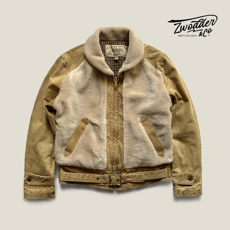 Zwodder Wool Denim Patchwork Jacket Autumn and Winter Retro Western American Style Amekaji
