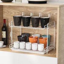 Double cup holder containing shelf for placing cups GLASS SHELF DRAIN POUR WATER DOWN HANGING CUP TEA TEA SET GLASS CUP STORAGE CABINET