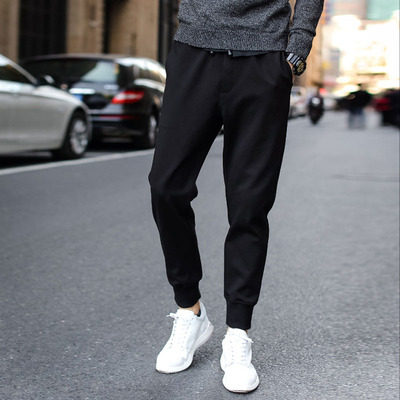 Spring and Autumn New Black Leisure Pants Men Trained Tide Bench Pants Men and Korean Edition Current Feet