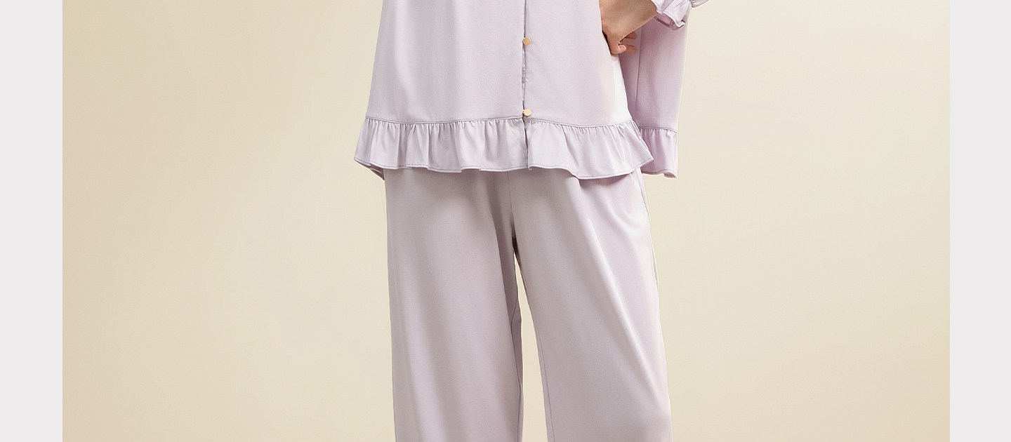 宫熏莫代尔月子服产后睡衣家居四季薄款孕妇抗菌哺乳喂奶服套装 — 46