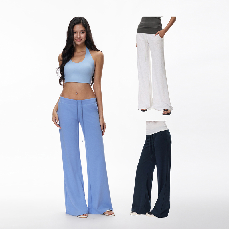 Jim Kennet Drawstring Elastic Low-Waist Flared Casual Sweatpants