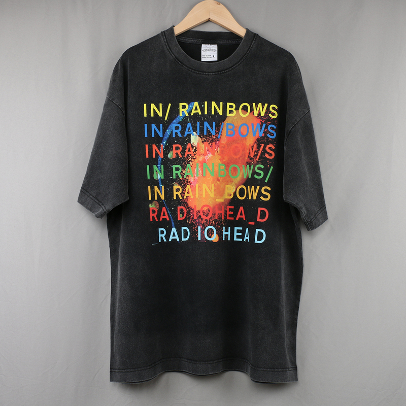 Radiohead Short-Sleeve T-Shirt in Rainbows Radio Station Commander Rock Band American Retro Unisex Tee Trendy