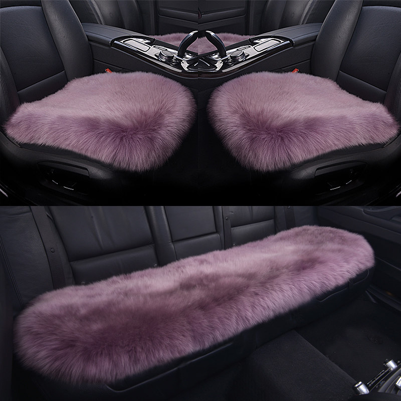 Pure wool car cushion fur integrated winter plush winter warm sheet Three sets of goddess genuine leather seat cushion