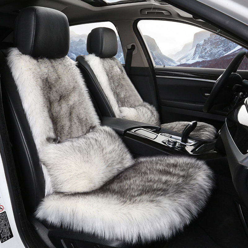 Подушка для автокресла из зимнего плюша, комплект из трех частей, задняя цельная автомобильная подушка, длинношерстная подушка, зимняя женская теплая подушка для сидений общего назначения Изображение 1