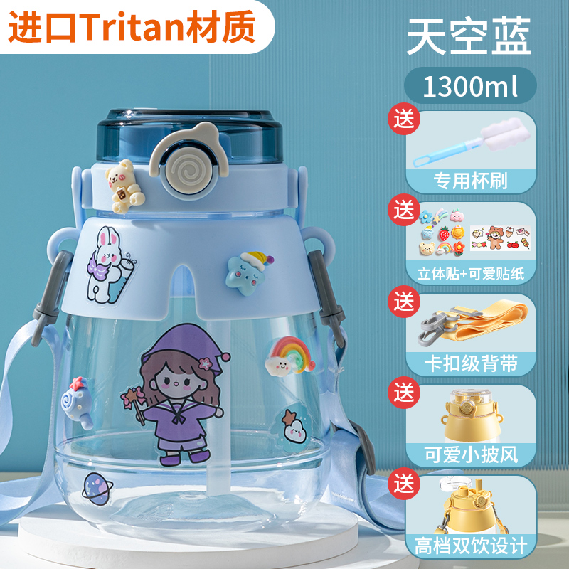 【小披风】【进口Tritan材质/5大豪礼】♥蓝色-1300ml