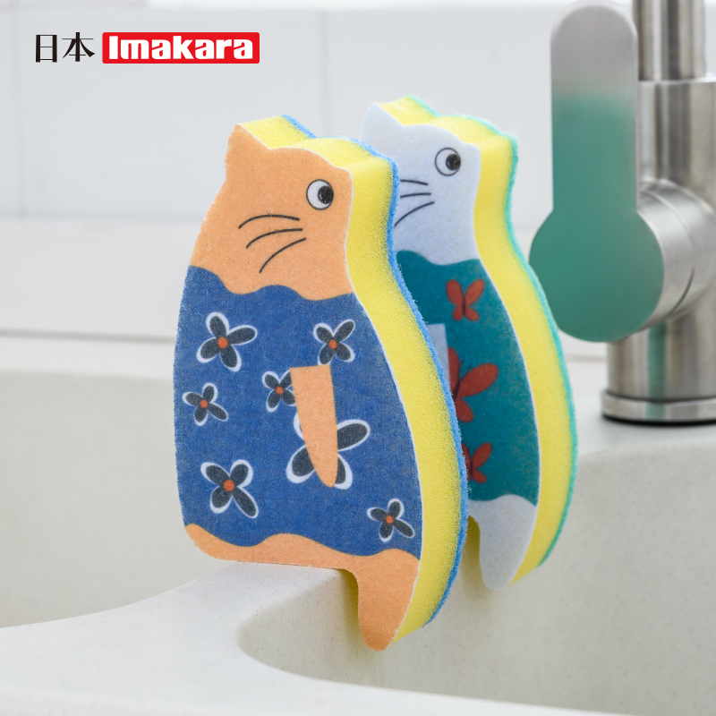 Japanese dishwashing sponge strong decontamination double-sided rag kitchen cleaning tool brush pot artifact magic wipe scouring pad