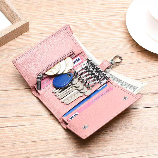 Schlüsseltasche für Männer, echtes Rindsleder, einfache, weibliche Kartentasche, große Kapazität, multifunktionale Taille hängende Schlüsselanhänger, Heim-Auto-Schlüsseltasche