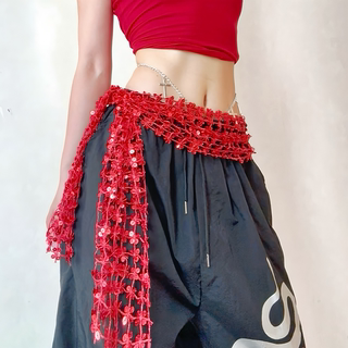 New Style Jazz Dance Starry Tassel Layered High-End Street Dance Trendy Waist Scarf Waist Belt Niche Design for Women