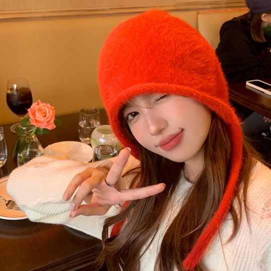 Fluffy Winter Sleeping Cap, Cute and Sweet Headwrap Hat, Korean Style Student Shopping Ear-Protecting Tie-Up Lei Feng Hat, Pressure-Free