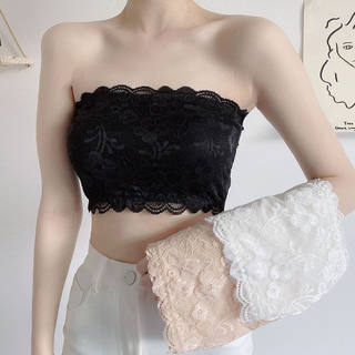 Bust-Enhancing Anti-Exposure Bandeau Bra for Small Busts, Lace, Non-Slip, Breathable, Thin, Invisible, Strapless, Inner Wear, Chest Wrap