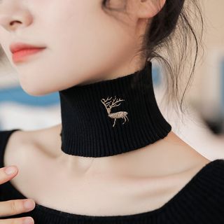 Half-High Collar Neck Warmer, New Winter Style, Covers Neck Lines and Scars, Embroidered Fake Collar, Women's Knitted Neck Scarf, Warm Scarf, Neck Protection