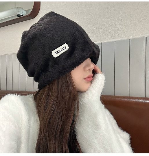 Women's Hat for Sleeping at Night, Pressure-Free, Furry, Anti-Frizz, Warm, Postpartum Hat, Cute for Winter