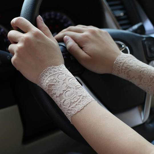 Summer Thin Elastic Lace Wristbands for Female Drivers, Sun Protection Short Sleeves to Cover Scars and Tattoos, Fake Sleeves for Driving