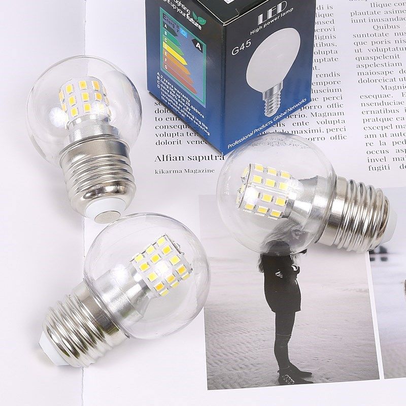 New led small round bubble 5W energy-efficient light bulb G45 Magic bean lamp pendant lamp 12W light source E27 large screw mouth trichromatic light
