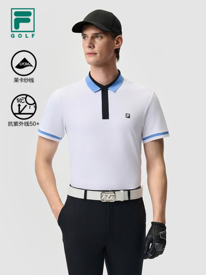Fila FileGolf 남자 라펠 단락 폴로 셔츠 2025 여름 새로운 스포츠 및 캐주얼 선 보호 탑