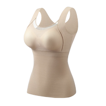 Catman thermal camisole womens inner layer with velvet and thickened padded autumn and winter bra all-in-one bottoming sleeveless top