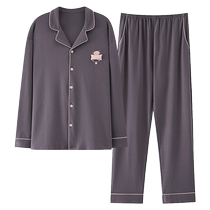 Catman pure cotton mens home wear casual pajamas two-piece suit 2024 new long-sleeved trousers spring autumn and summer