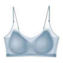 Catman spaghetti strap underwear womens summer thin bra big breasts appear small seamless small breasts push-up bra beautiful back vest