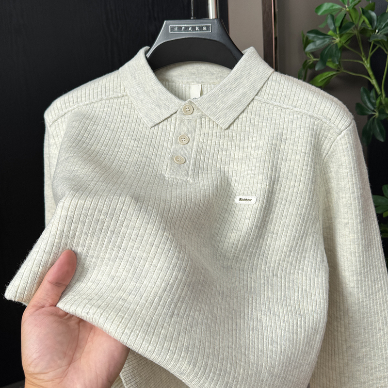 No Fleece ~ Lapel Men's Knitted Polo Shirt, Casual Commuter Style, 2026 New Autumn and Winter Base Layer Sweater No Fleece ~ Lapel Men's Knitted Polo Shirt, Casual Commuter Style, 2026 New Autumn and Winter Base Layer Sweater