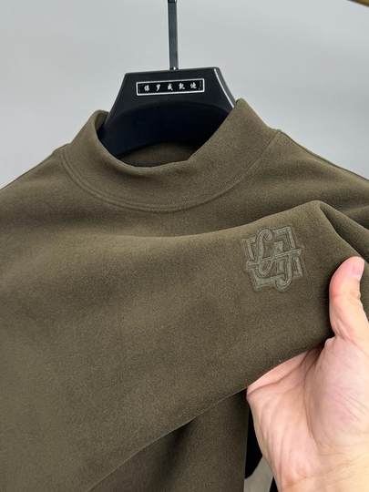 2025 Autumn and Winter Half-Turtleneck Men's Base Layer Shirt, Thickened for Warmth, Brushed Double-Sided Fleece Long-Sleeve Sweatshirt for Men's Underwear