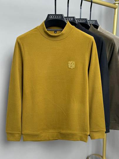 2025 Autumn and Winter Half-Turtleneck Men's Base Layer Shirt, Thickened for Warmth, Brushed Double-Sided Fleece Long-Sleeve Sweatshirt for Men's Underwear