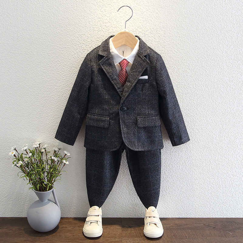 Boy's suit Spring autumn gown host walking show to serve Inren Wind suit CUHK Scout Children's Western suit