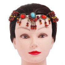 Tibetan Heads Adorned Womens Hidden East Palace Small Maple with Desert Photo Hair Accessories Ancient Wind Forehead Decorated with Hans Raised Eyebrow Pendant