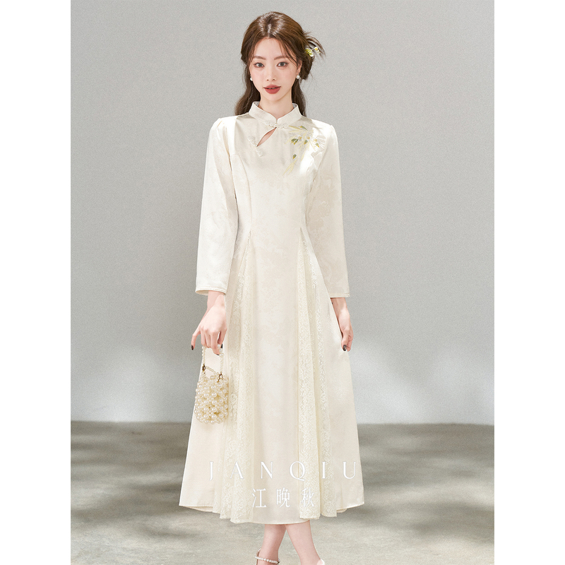 Jiang Wanqiu Long-Sleeved Cheongsam, High-End and Elegant, Classy Women's Autumn 2026 New Model, Very Beautiful New Chinese-Style Dress Jiang Wanqiu Long-Sleeved Cheongsam, High-End and Elegant, Classy Women's Autumn 2026 New Model, Very Beautiful New Chinese-Style Dress