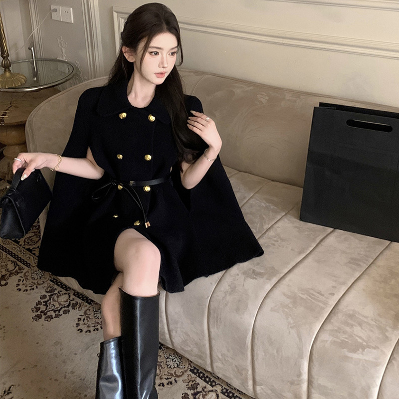 Korean-Style High-End and Stylish Cape Woolen Coat, This Year's Popular Suit-Style Woolen Coat, Autumn 26